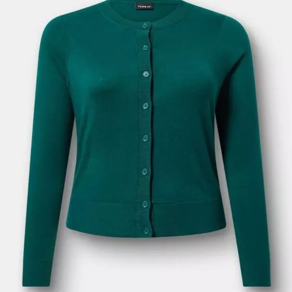 Torrid Green Crew Fitted Cardigan- Size 2x - Picture 3 of 9